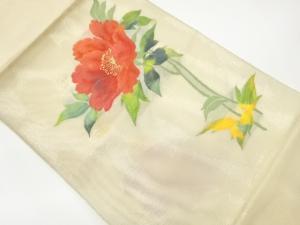 絽牡丹模様織出し名古屋帯